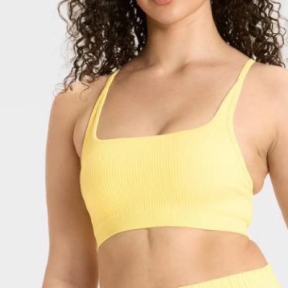 All In Motion Soft Yellow Ribbed Racerback Sports Bralette